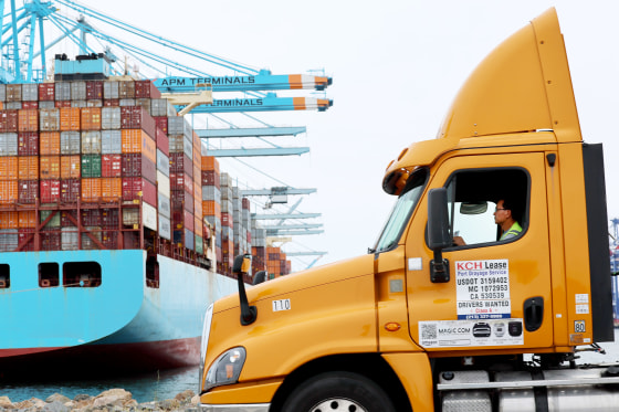 A view of shipping underway at the Port of Los Angeles