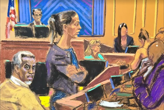 Lawyer Teny Geragos cross examines "Jane" in a courtroom sketch