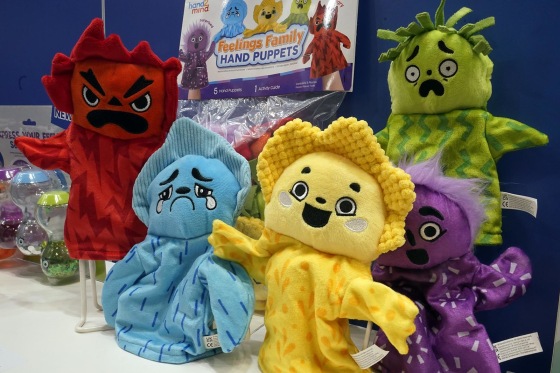 Hand puppets by hand2mind at the 2023 Toy Fair in New York.