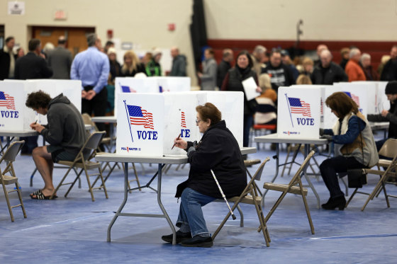 Voters Head To The Polls To Cast Their Vote In The New Hampshire Primary