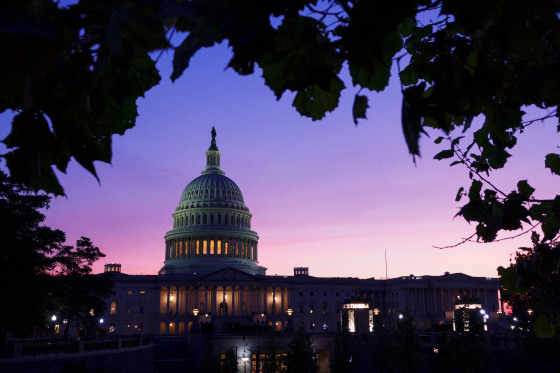 The Capitol building at dusk