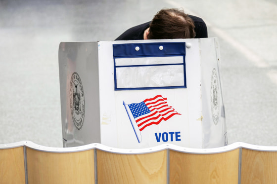 A voter casts a ballot