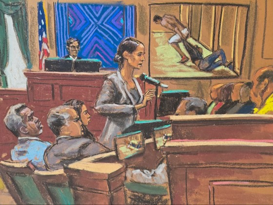Assistant U.S. Attorney Christy Slavik makes her closing arguments during Sean "Diddy" Combs' sex trafficking trial in New York City, New York, U.S., June 26, 2025 in this courtroom sketch. 