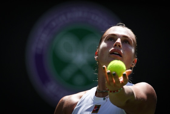 Aryna Sabalenka serves