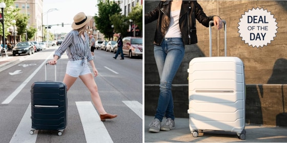The Samsonite Freeform suitcase includes multidirectional spinner wheels, a scratch-free surface and a ten-year warranty.
