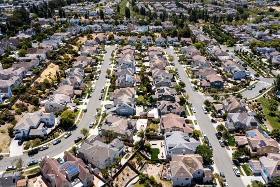 Aerial of homes in Hercules, Calif.