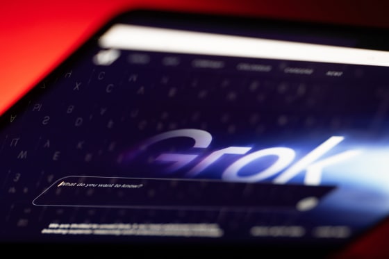 The chat window for chatbot Grok on a laptop