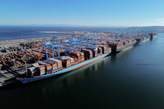 Container ships at the Port of Los Angeles