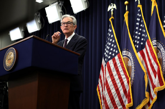 Jerome Powell speaks during a news conference