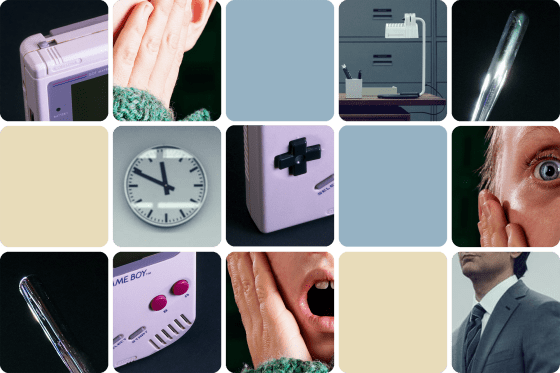 Grid of obscured images