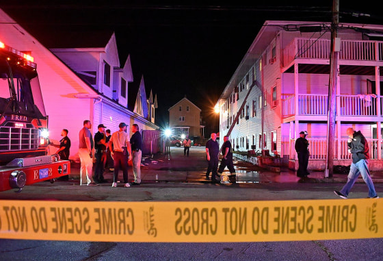 Fire crews at the scene of fire at Gabriel House, an assisted living center, in Fall River, Mass., on July 13, 2025.