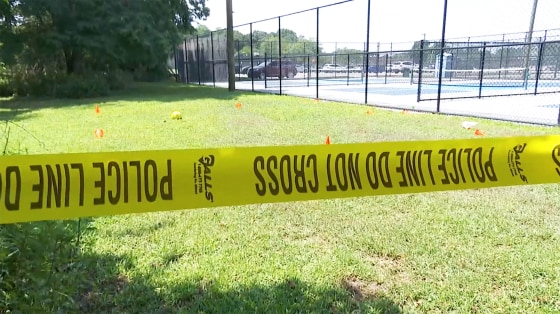 Police tape seals an area of a Brookhaven town park in Suffolk County, N.Y., after a "fight club" was broken up Sunday.