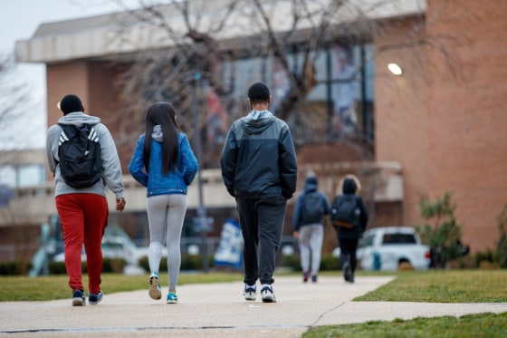 Students on the campus of Howard University in Washington, D.C.