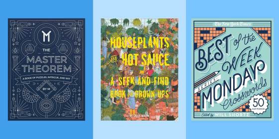 These puzzle books include word, logic, and visual games.
