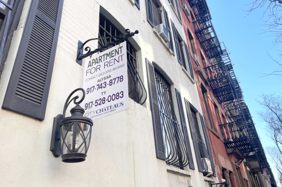 Apartment for rent sign, Hell's Kitchen, New York City