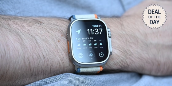 The Apple Watch Ultra 2 has a large screen and a titanium case.