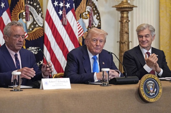 President Donald Trump with Robert F. Kennedy Jr., Health and Human Services Secretary, Mehmet Oz,