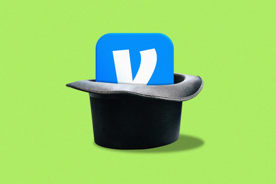 Photo illustration of the Venmo logo in a top hat