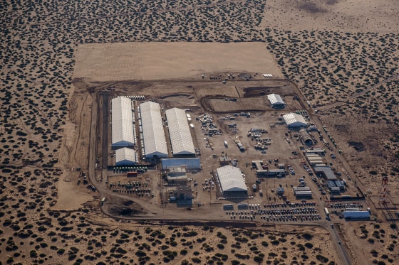 Aerial views of ICE detention facility in Fort Bliss, Texas