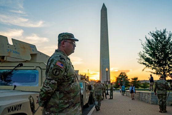 WASHINGTON, DC - AUGUST 12: Members of the National Guard on th
