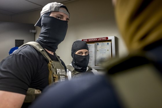 Federal agents patrol the halls of immigration court at the Jacob K. Javitz Federal Building on July 23, 2025 in New York City.