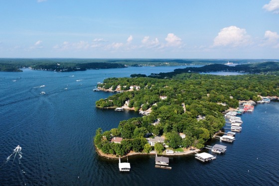 Aerial view of the Lake of the Ozarks in Missouri.