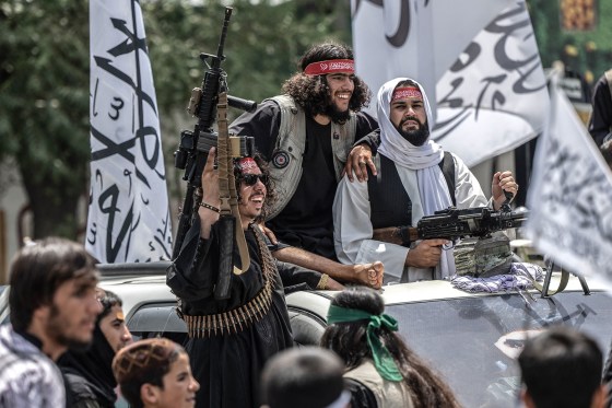 A convoy of Taliban security personnel