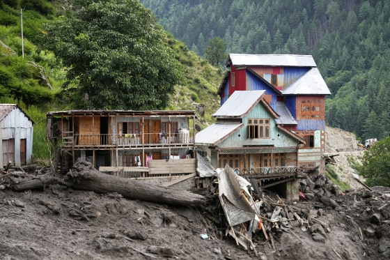 Buildings damaged by flash floods 