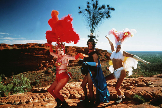 From left, Hugo Weaving, Terence Stamp, and Guy Pearce in "The Adventures of Priscilla, Queen Of The Desert."