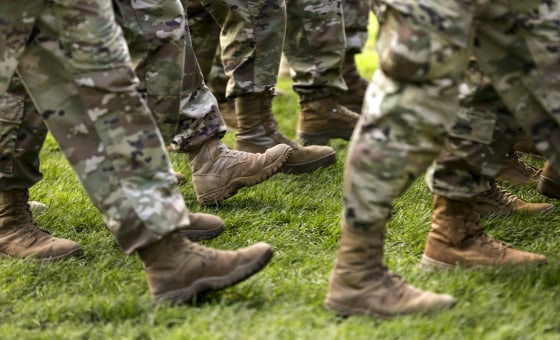 U.S. Army soldiers march in formation