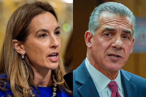 A split composite of Mikie Sherrill and Jack Ciattarelli.