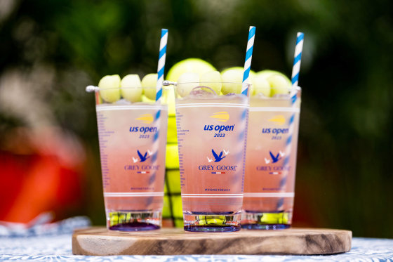 Three Honey Deuce cocktails pictured outside