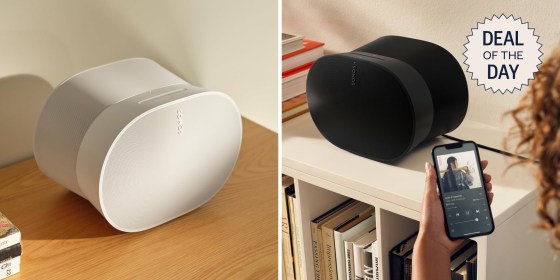 The Sonos Era 300 has an eyecatching hourglass shape.