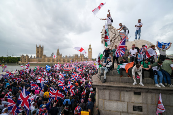 Protesters at the "Unite The Kingdom" rally.