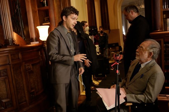 Shia LaBeouf and Francis Ford Coppola on the set of "Megalopolis."