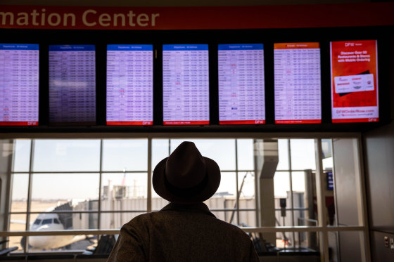 dallas-forth worth international airport silhouette traveler hat information center flight info