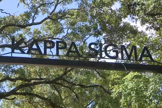 The top of the metal gate entrance for Kappa Sigma, with text that reads "Kappa Sigma"