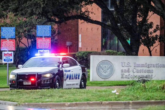 A car parked near the U.S. Immigration and Customs Enforcement building