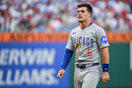 Matt Shaw walks on the baseball field