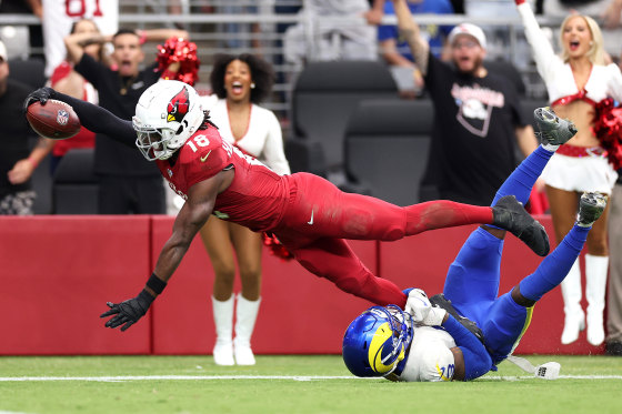 Los Angeles Rams v Arizona Cardinals Marvin Harrison Jr. touchdown in air