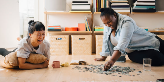 Experts recommend puzzles as a soothing way to engage your mind while relaxing.
