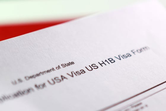 A U.S. H-1B Visa application form.