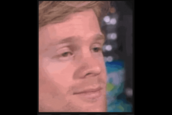 Drew Scanlon in "Blinking Guy" meme.