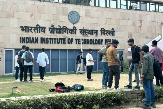 Students arriving for a cultural festival at the Indian Institute of Technology in New Delhi on Monday.