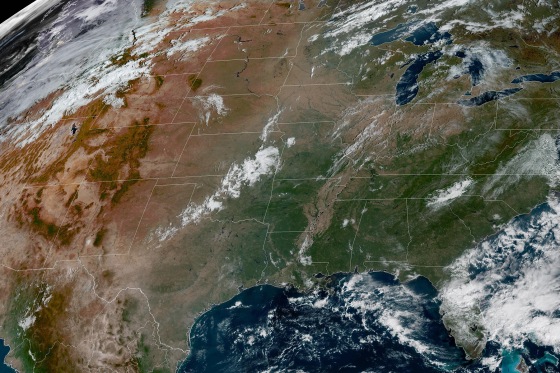 A satellite view of the central U.S. on Thursday.