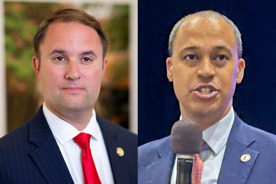 A split composite of Jason Miyares and Jay Jones.