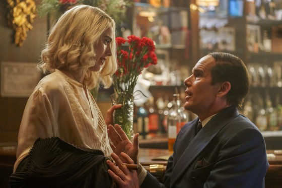 Margaret Qualley and Ethan Hawke in "Blue Moon."