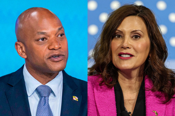 A split composite of Wes Moore and Gretchen Whitmer.
