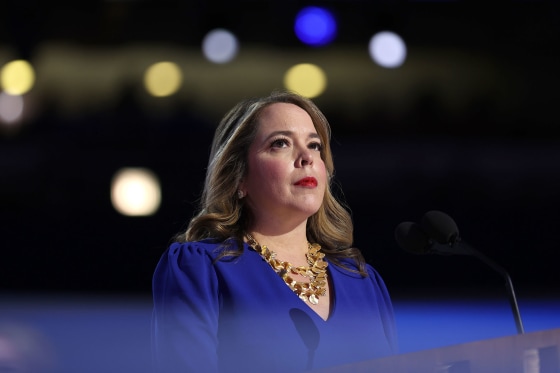 Olivia Troye, former National Security advisor to former Vice President Mike Pence, speaks at the Democratic National Convention on Aug. 21, 2024 in Chicago.