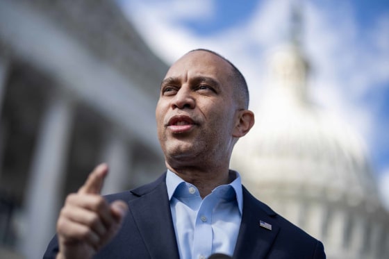House Minority Leader Hakeem Jeffries on the House steps of the U.S. Capitol on Thursday.